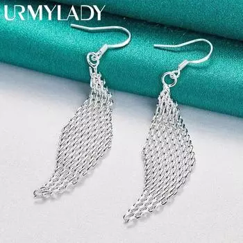 URMYLADY стерлингового серебра 925 пробы тканые сетчатые серьги для женщин очаровательные свадебные вечерние модные украшения ME108