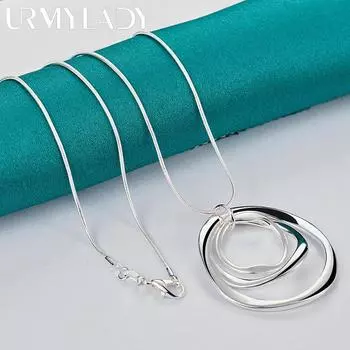 URMYLADY стерлингового серебра 925 пробы три кольца кулон ожерелье для женщин свадебные модные украшения 45cm