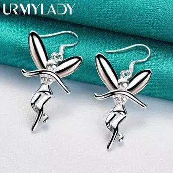 URMYLADY Стерлингового Серебра 925 Серьги Ангела Для Женщин Мода Свадьба Помолвка Очаровательные Ювелирные Изделия ME073