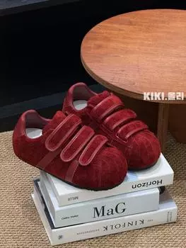 Уродливо-милые туфли на липучке, новинка начала осени, ретро платформа, нишевый дизайн, кожаные повседневные спортивные туфли 35 красный