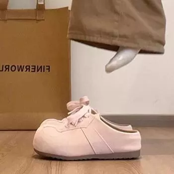 Уродливо милые туфли с большой головой увеличивают высоту головки внутреннего мешка с помощью одной педали, женские новые весенние кружевные полушлепанцы с головкой-мешком 35