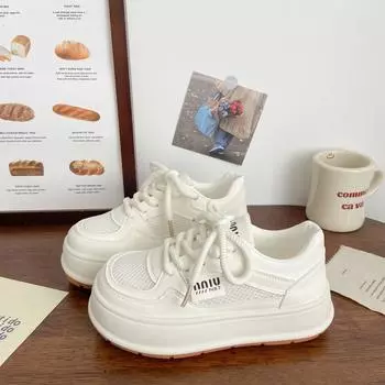 Уродливые и милые прозрачные сетчатые белые туфли женские на толстой подошве летние новые большие дышащие туфли для хлеба универсальные туфли для сноуборда 35