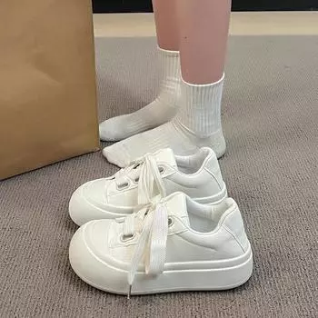 Уродливые и милые туфли с большой головой, женские весенние и осенние новинки, универсальные белые туфли на платформе с юбкой, повседневные туфли для хлеба 35