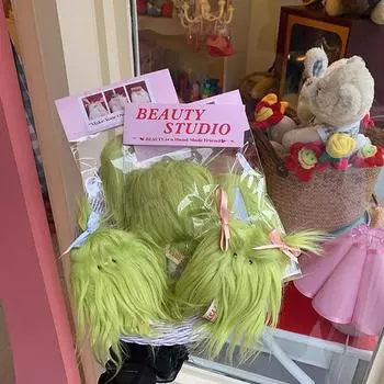 Уродливые и милые жареные волосы призрачный щенок кукла брелок мультфильм животное плюшевый брелок детский сад подарок сумочка кулон зелёный