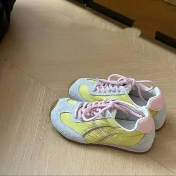 Уродливые милые балетки в тон немецкой обуви женские кроссовки 2025 года новые модные универсальные туфли на плоской подошве со шнуровкой для спорта и отдыха Forrest Gu 35 розовый