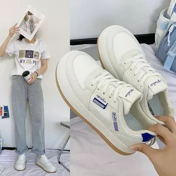 Уродливые милые туфли Bread, женские новые осенние повседневные туфли для женщин, универсальные туфли на платформе Yunda Board, белые туфли с большой головой 35 бежевый