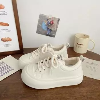 Уродливые милые туфли на толстой подошве с большой головкой, белые туфли женские, кожаные, весенние, нишевый дизайн, универсальные, новые, студенческие, повседневные, с круглыми головками, туфли для досок 35 чёрный