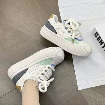 Уродливые милые туфли с толстой подошвой из кожи, маленькие белые туфли, женские туфли-бублики 2024 года, весна, новые, универсальные туфли для студентов из кожи 35