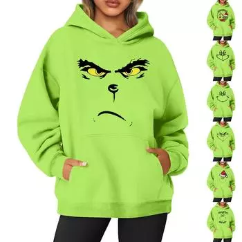 Уродливые рождественские толстовки для женщин Забавные графические толстовки с капюшоном Толстовки с длинным рукавом Пуловеры Свитера XL