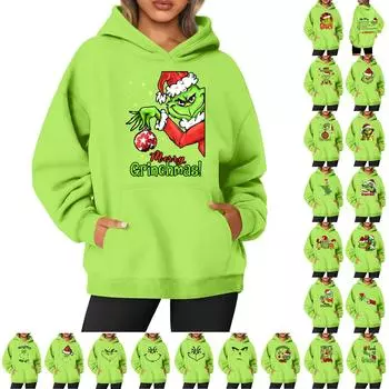 Уродливые рождественские толстовки для женщин Забавные графические толстовки с капюшоном Толстовки с длинным рукавом Пуловеры Свитера M чёрный