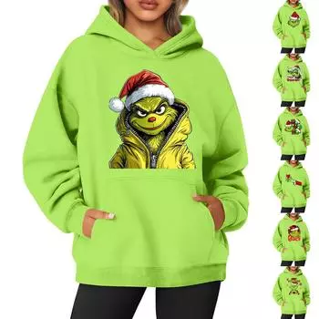 Уродливые рождественские толстовки для женщин Забавные графические толстовки с капюшоном Толстовки с длинным рукавом Пуловеры Свитера M
