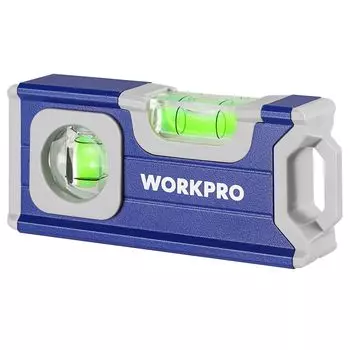 Уровень WORKPRO, магнитный уровень, мини-уровень, наклонный уровень Trusco Record, пузырьковый уровень с горизонтальным и вертикальным уровнем, 115 мм, алюминиевый сплав, экструзия синий