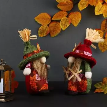 Урожай Гном Кукла Украшение Осенний Праздник Мягкая Безликая Эльф Кукла Осенние Кленовые Листья зелёный