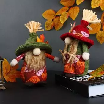 Урожай Гном Кукла Украшение Осенний Праздник Плюшевый Безликий Эльф Кукла Осенние Кленовые Листья Гном Фигурка для Дня Благодарения Домашний Декор красный