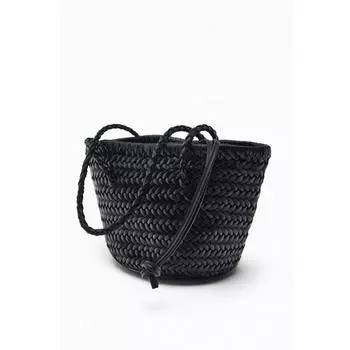Urpam Rfutwo One-Shoulder Brown Retro Woven Bag Black