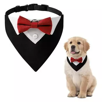 URROMA 1 шт. Красный официальный смокинг для собак, хлопковая бандана для собак, свадебный ошейник с бабочкой и галстуком для собак и кошек, бандана S,