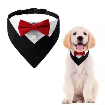 URROMA 1 шт. Красный официальный смокинг для собак, хлопковая бандана для собак, свадебный ошейник с бабочкой и галстуком для собак и кошек, бандана M,