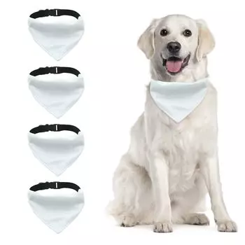 URROMA 4 PCS White Triangle Dog Bandana Dog Bandana with Adjustable Buckle Sublimation Blank DIY Dog Bandana for Dogs and L Collar, Cats,