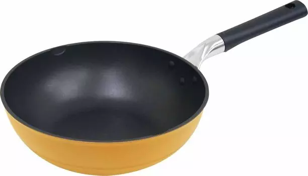 Urushiyama Metal Industry Теплопроводность и нагревание. Вкусный тефлон. Классический. Для использования с газом. Изготовлен из алюминия вручную опытными специалистами. Жарка во фритюре. жёлтый
