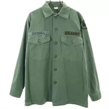 US ARMY 70s Cotton Satin BDU Vintage DSA Long sleeve Military shirt Men s Used