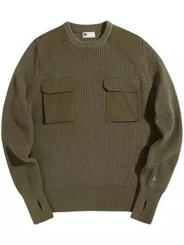 US Army TYPE Command Sweater with Long Sleeve Crew Neck [Norman] Men s Pockets, (Green, M) зелёный