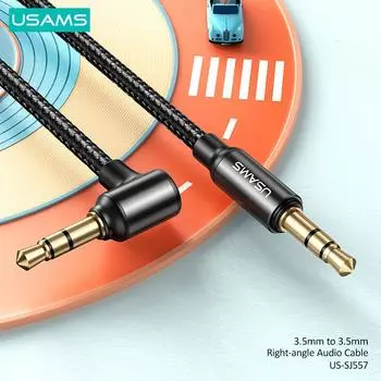 USAMS 1,2 м 3,5 мм прямоугольный разъем, плетеный Aux аудиокабель для мобильного телефона, планшета, ноутбука, наушники, динамик, усилитель, автомобильное аудио 1.2M 3.5mm to 3.5mm чёрный