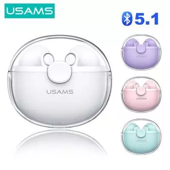 USAMS Bluetooth наушники 5,1 беспроводные TWS наушники с сенсорным управлением водонепроницаемые спортивные гарнитуры с шумоподавлением и микрофоном Bluetooth Headphone 5.1 розовый