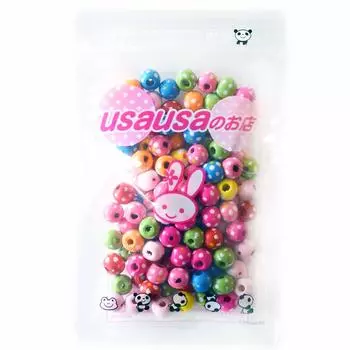 usausa shop Набор из 100 деревянных бусин с цветочным узором (приблизительно. 10мм) (Б008)