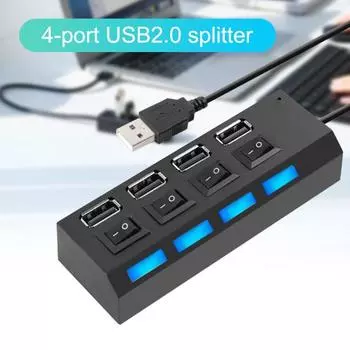 USB2.0 4-портовый проводной концентратор, широко совместимый, сплошной цвет, экономит место