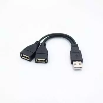 USB 2.0 A 1 штекер на 2 Dual USB Женский концентратор данных Адаптер питания Y-сплиттер USB-кабель для зарядки Кабель питания Удлинительный кабель 15cm