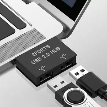 USB 2.0 A Male To Double USB Female Y Splitter Extension Hub для настольного ноутбука и автомобильного зарядного адаптера чёрный