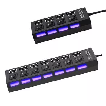 USB 2.0 Hub USB Hub 2.0 Multi USB Splitter Hub Использование адаптера питания 4/7-портовый несколько расширителей USB Hub 2.0 с переключателем для ПК 4 port white