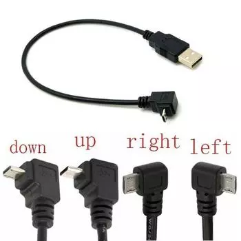 USB 2.0 папа на Mini USB B тип 5pin 90 градусов вверх и папа и вправо данные и кабель наклонены вниз влево R3R9 black-up
