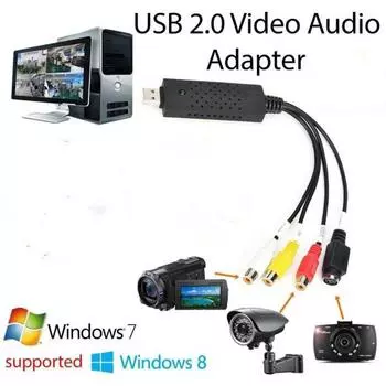 USB 2.0 - RCA кабель адаптер конвертер аудио видео карта захвата адаптер ПК кабели для ТВ DVD VHS устройство захвата чёрный