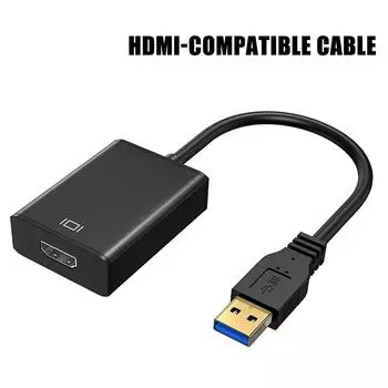 USB 2.0 в HDMI-совместимый конвертер Графический адаптер HD-проектор 1080P Графический адаптер Ноутбук O5F0 black-One-size