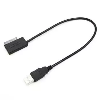 USB 2.0 в MINI Sata II 6+7 13-контактный адаптер-кабель-переходник для привода DVD/CD-ROM чёрный