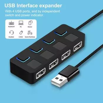 USB 2 Hub 4 Ports Expander Power Adapter Extender Hard Disk Hub Multi Splitter