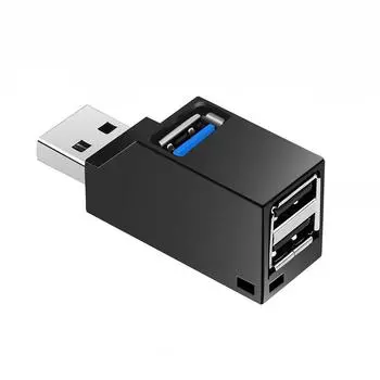USB 3.0 концентратор адаптер удлинитель мини разветвитель коробка 1 до 3 портов высокоскоростной USB 2.0 для ПК ноутбук U диск кард-ридер Black USB 2.0