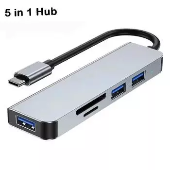 USB 3.0 концентратор Type-C разветвитель алюминиевый USB A концентратор с SD/TF картридером USB 2.0 для MacBook ПК ноутбуков принтеров USB флэш-накопителей