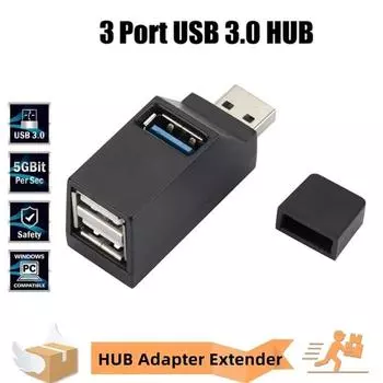 Usb 3.0 удлинитель автомобильный разветвитель многопортовый Usb 2.0 ноутбук офис многофункциональный чтение usb диск зарядный адаптер один к трем чёрный