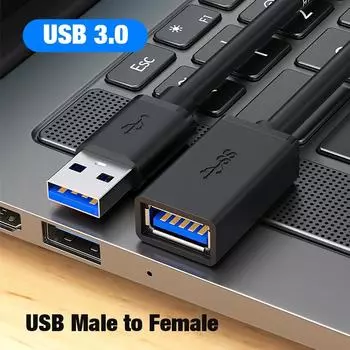 USB 3.0 USB удлинитель папа-мама высокоскоростной 5 Гбит/с удлинитель для передачи данных для Smart TV PS4 Xbox SSD ПК клавиатура мышь удлинитель 0.5m чёрный