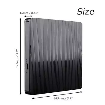 USB 3.0Type C Внешний DVD-привод CD DVD-RW-плеер Rewriter Burner Desktop черный чёрный