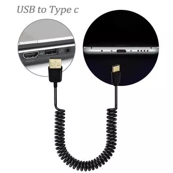 USB 3.1 Type-C Male to USB 2.0 Male Spirals Coiled Adapter Cable Spring Telescopic Extension Cable For Data Sync Charger 100CM