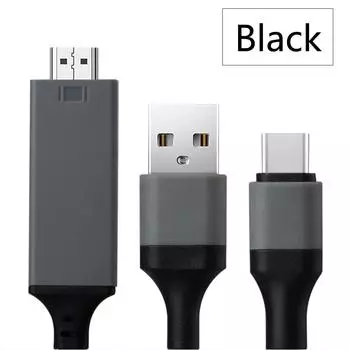 Usb 3.1 Type C в HDMI-кабель-адаптер-переходник 2M Hd 1080P 4K HdTV-сплиттер-кабель для Samsung Galaxy S10/9/8, телефон, проектор, телевизор None чёрный