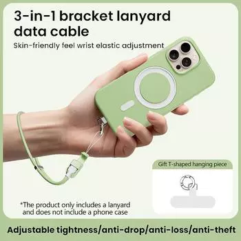 Usb 3в1 кабель для быстрой зарядки многофункциональный C-C мобильный телефон ремешок кронштейн телефоны ремешки шнур передачи данных 30cm зелёный