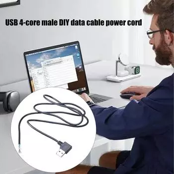 USB 4-проводной кабель-пигтейл, USB2.0 штекер, 4-контактный кабель-пигтейл, 5 В USB-шнур питания, зарядный кабель DataSync