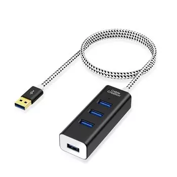 USB 4 в 1 USB-концентратор прочный плетеный удлинительный кабель совместимый с флэш-накопителем черного цвета,CableCreation 3.0 1.5M 3.0 Mac/ПК/USB чёрный