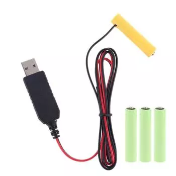 USB 5 В до 1,2 В 2,4 В 3,6 В 4,8 В NiMH AAA Battery Eliminator Кабель питания для батареек, гирлянд, игрушек, пультов дистанционного управления 2AAA