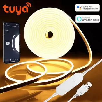 USB 5 В Tuya Smart WiFi приложение неоновая светодиодная лента кремнеземная неоновая лампа лента подсветка украшение дома работает с Alexa Google Home 1m