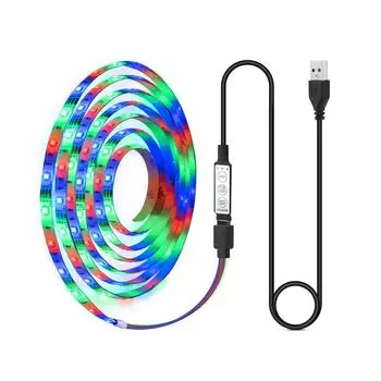 USB 5V RGB светодиодная лента водонепроницаемая 2835 60 светодиодов/м гибкая диодная лента для игровой комнаты компьютер ПК монитор телевизор подсветка 1m